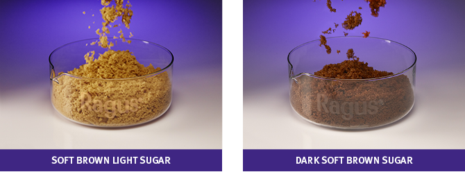 Soft brown light sugar vs dark soft brown sugar side by side image