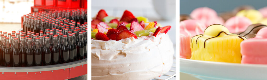 Soft drinks, dessert and iced cake applications showing where invert sugar syrup can support sweetness, moisture retention and texture.